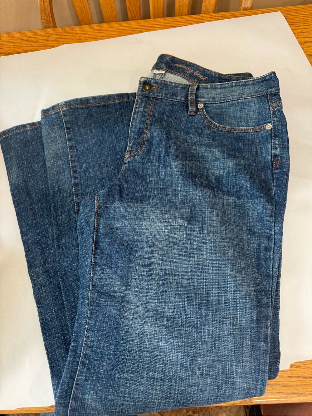 LOFT Women's Blue Boot Cut medium dark blue Jeans Sz 12 curvy BOOT